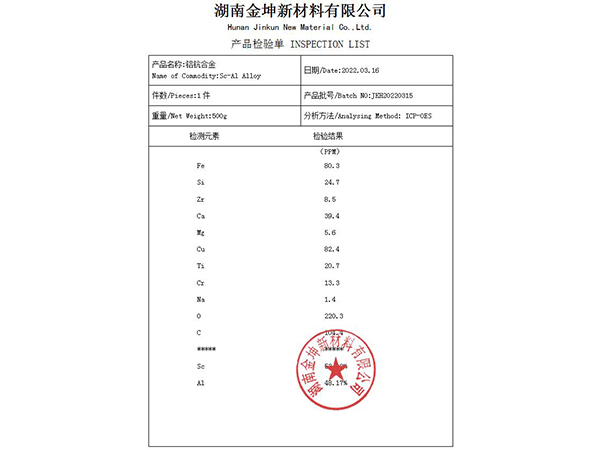鋁鈧合金53%