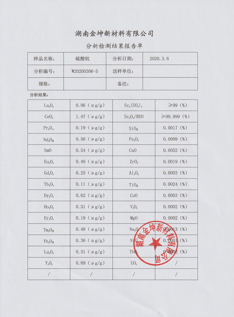 湖南金坤新材料有限公司,金屬鈧,金屬鈧粉,鋁鈧合金,金屬鈧靶,鋁鈧靶材,鋁基靶材,氧化鈧,各類(lèi)鈧鹽,氟化鈧,貴金屬粉末低氧超細(xì)鈦粉,鋯粉,鉿粉,鈮粉,鉭粉